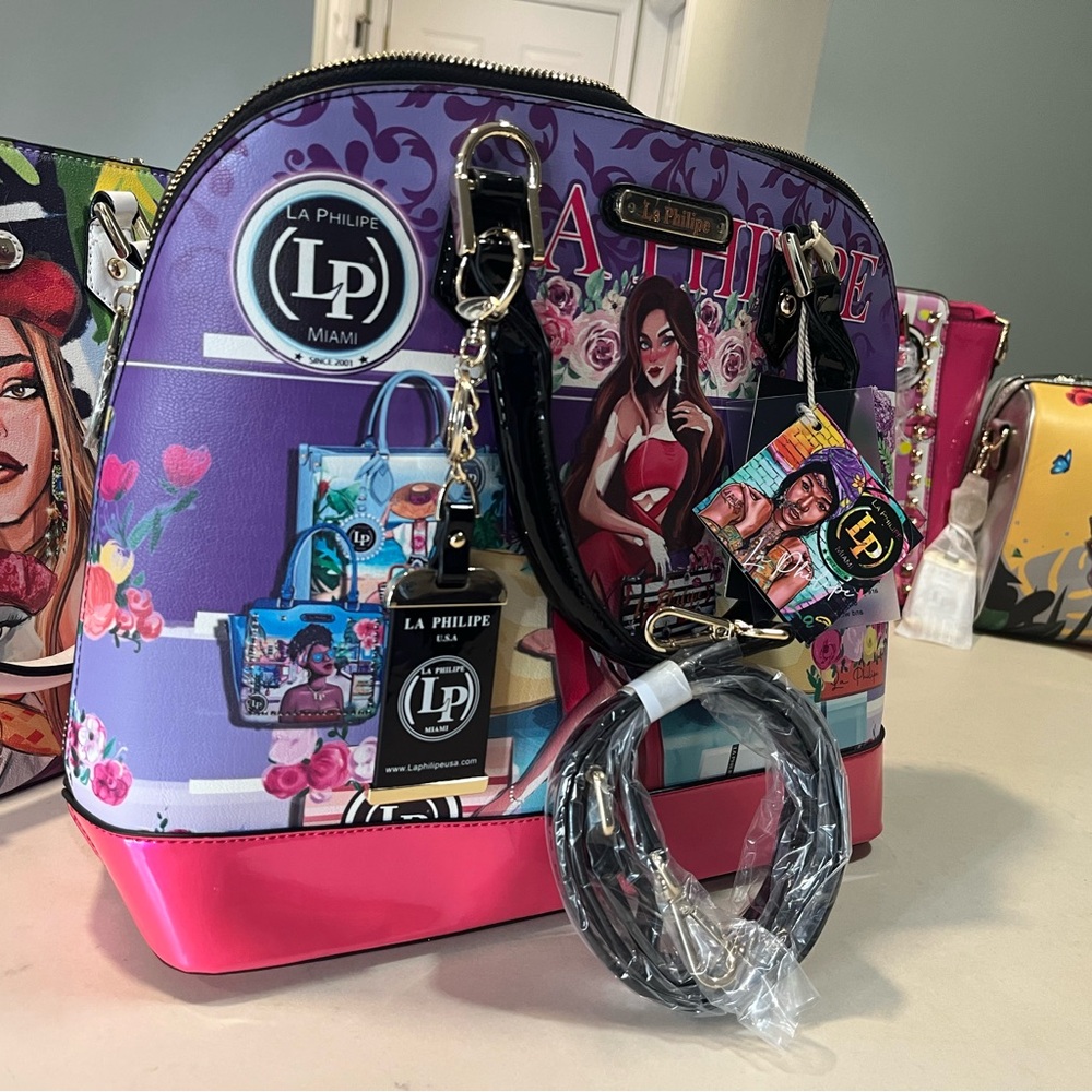 Women's Pink and Black Handbag